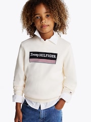 Tommy Hilfiger Cream Regular Fit 1985 Monotype 100% Cotton Jumper - Image 3 of 6