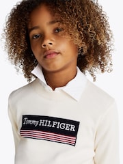 Tommy Hilfiger Cream Regular Fit 1985 Monotype 100% Cotton Jumper - Image 4 of 6