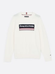 Tommy Hilfiger Cream Regular Fit 1985 Monotype 100% Cotton Jumper - Image 6 of 6