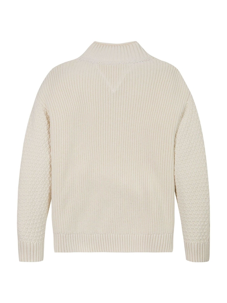 Tommy Hilfiger Cream Flag Cable Turtleneck 100% Cotton Jumper - Image 5 of 5