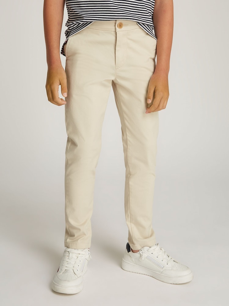 Кремовый - Tommy Hilfiger Слим фит 1985 Мягкая твилл брюки чинос - Image 1 of 5