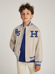 Tommy Hilfiger Cream Cotton Varsity Jacket - Image 1 of 5