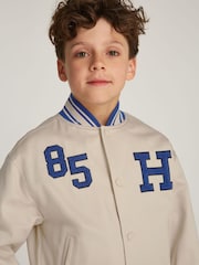 Tommy Hilfiger Cream Cotton Varsity Jacket - Image 3 of 5