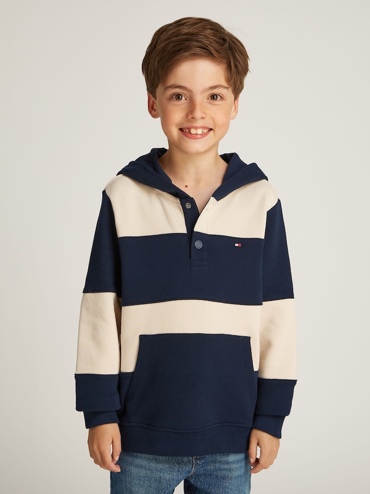 Tommy Hilfiger Natural Regular Fit Striped 100% Cotton Hoodie - Image 1 of 5