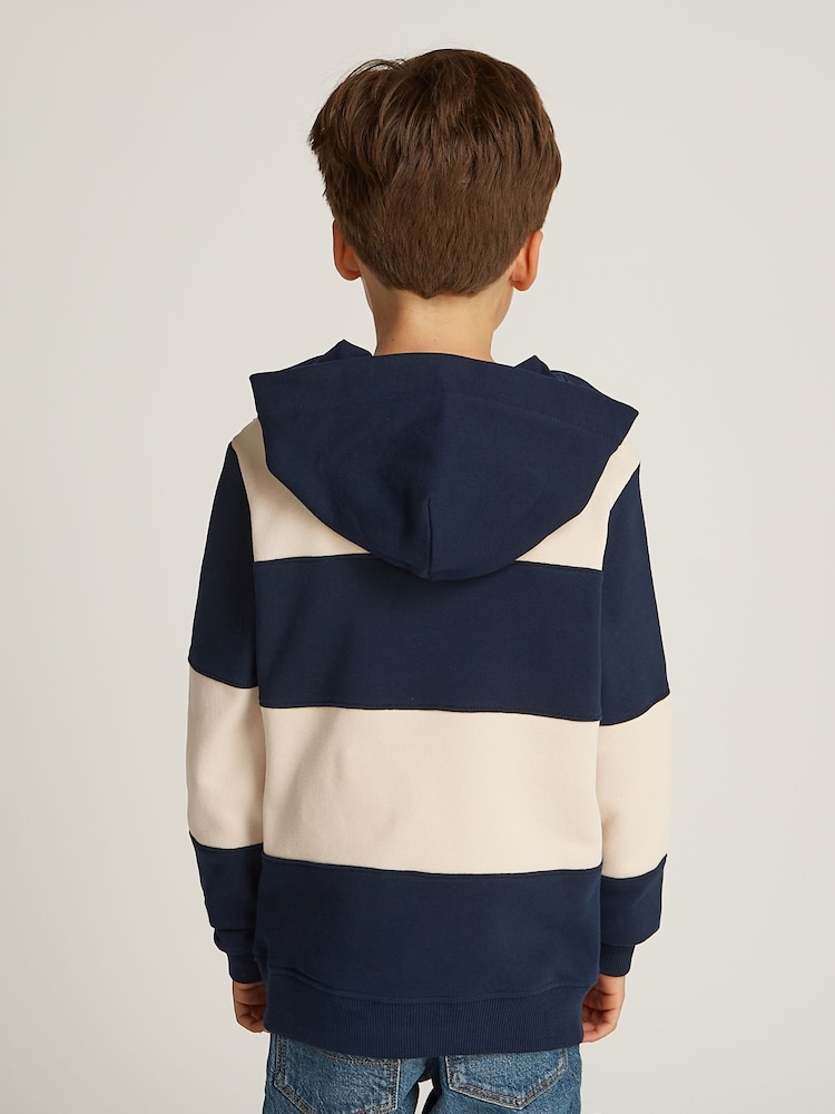 Tommy Hilfiger Natural Regular Fit Striped 100% Cotton Hoodie - Image 2 of 5