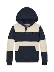 Tommy Hilfiger Natural Regular Fit Striped 100% Cotton Hoodie - Image 4 of 5