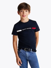 Tommy Hilfiger Blue Regular Fit Ribbed 	100% Cotton T-Shirt - Image 1 of 6
