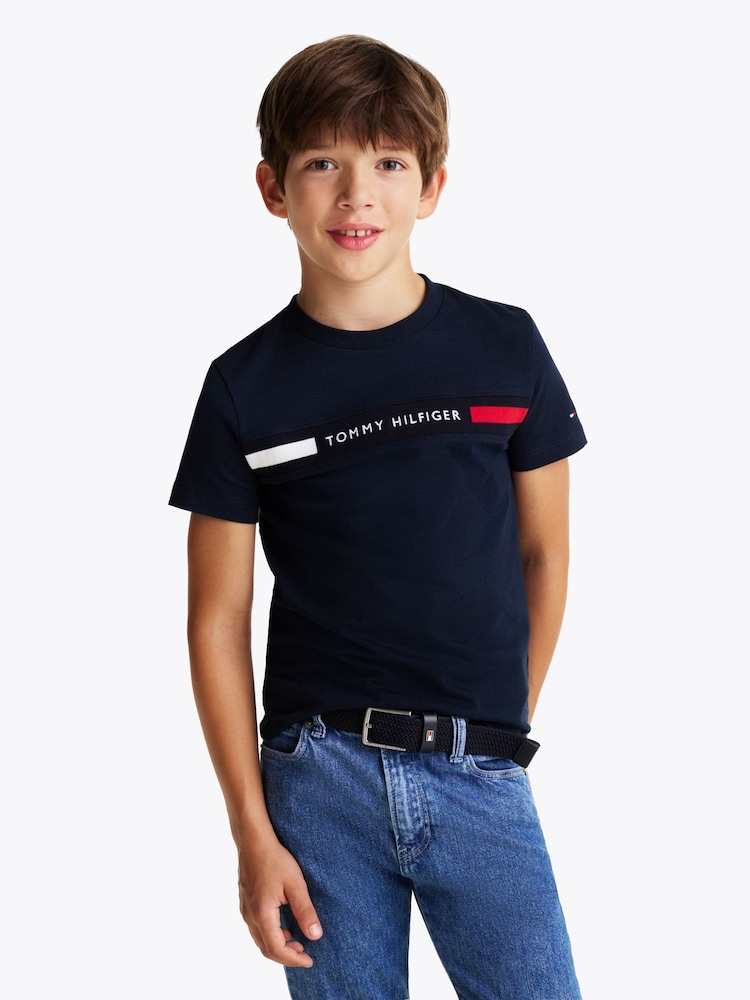 Tommy Hilfiger Blue Regular Fit Ribbed 	100% Cotton T-Shirt - Image 1 of 6