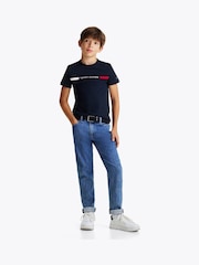 Tommy Hilfiger Blue Regular Fit Ribbed 	100% Cotton T-Shirt - Image 2 of 6