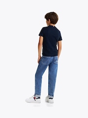 Tommy Hilfiger Blue Regular Fit Ribbed 	100% Cotton T-Shirt - Image 3 of 6