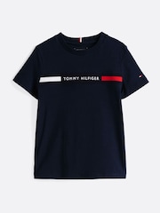 Tommy Hilfiger Blue Regular Fit Ribbed 	100% Cotton T-Shirt - Image 5 of 6