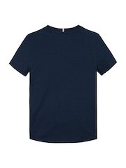 Tommy Hilfiger Blue Regular Fit Ribbed 	100% Cotton T-Shirt - Image 6 of 6
