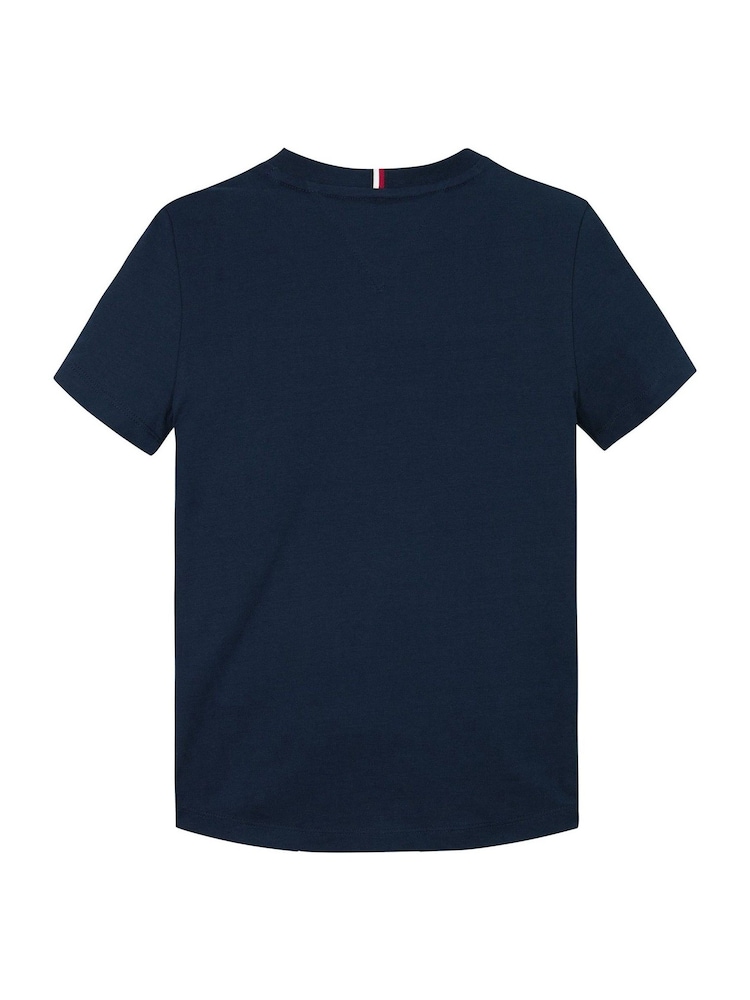 Tommy Hilfiger Blue Regular Fit Ribbed 	100% Cotton T-Shirt - Image 6 of 6