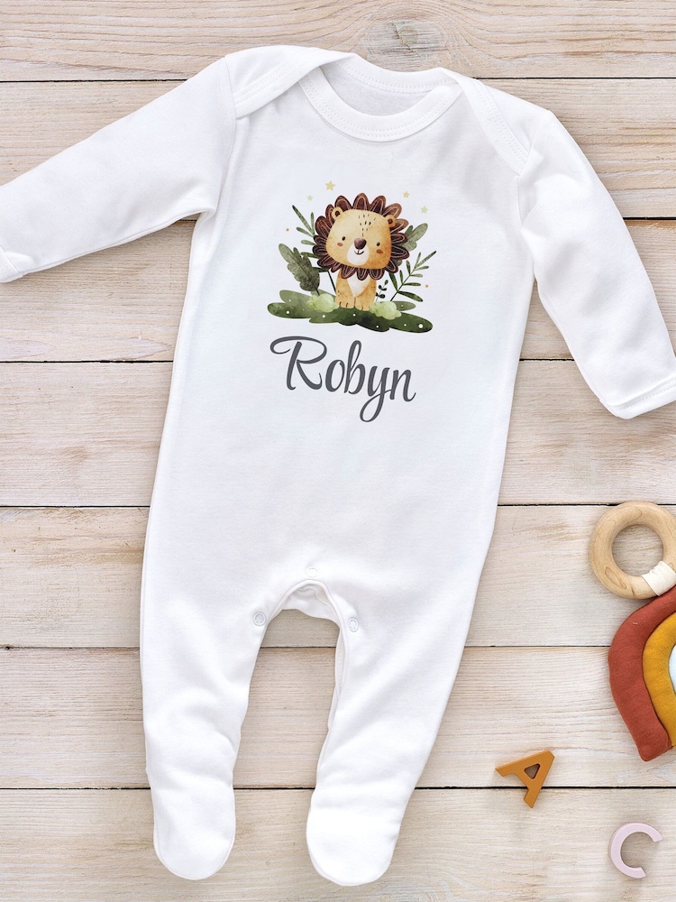 Personalised Lion Cub 100% Cotton Sleepsuit by Little Years - Image 3 of 4