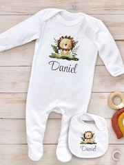 Personalised Lion Cub 100% Cotton Sleepsuit by Little Years - Image 4 of 4