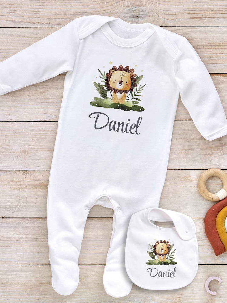 Personalised Lion Cub 100% Cotton Sleepsuit by Little Years - Image 4 of 4