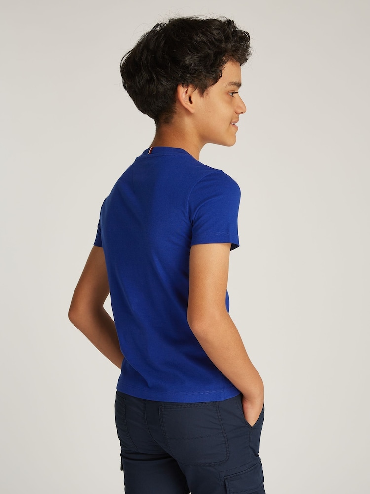 Tommy Hilfiger Blue Regular Fit 100% Cotton T-Shirt With Waving Flag - Image 2 of 5 Tommy Hilfiger Blue Regular Fit 100% Cotton T-Shirt With Waving Flag - Image 2 of 5