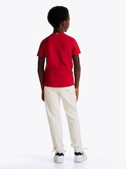 Tommy Hilfiger Red Regular Fit Ribbed 	100% Cotton T-Shirt - Image 3 of 5