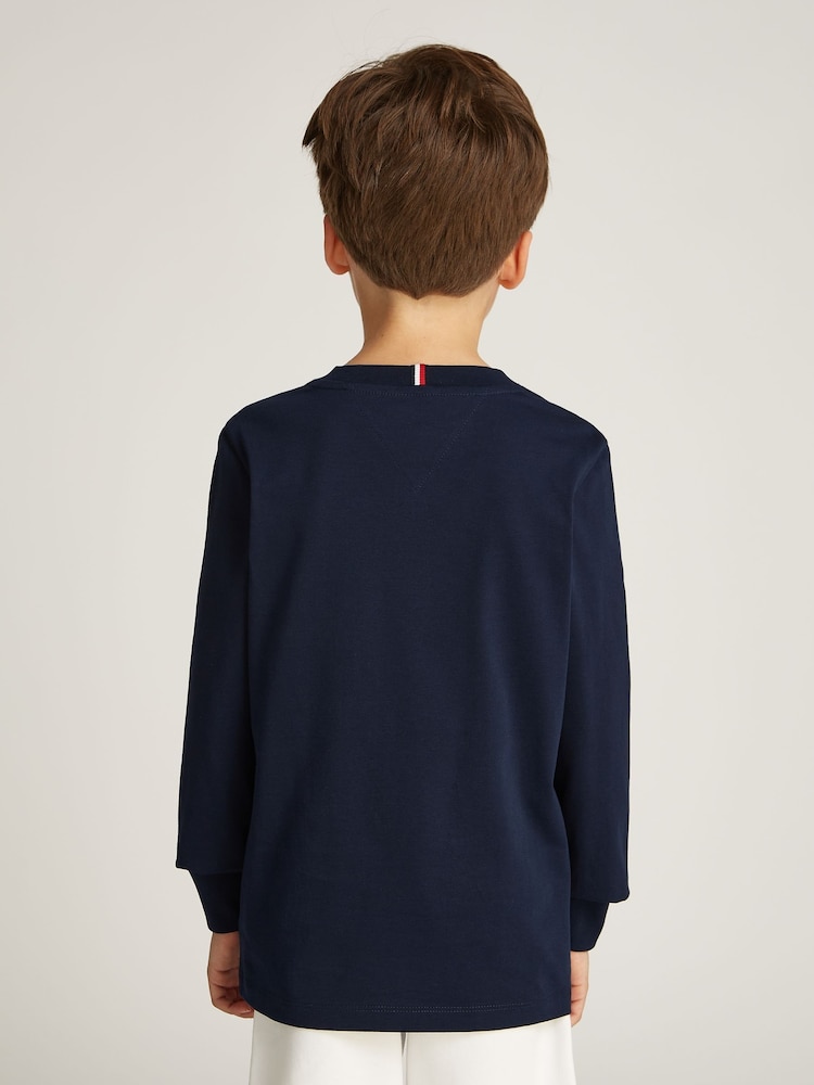 Tommy Hilfiger Blue 1985 Regular Fit Monotype Long Sleeves 100% Cotton T-Shirt - Image 2 of 5