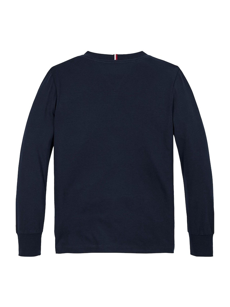 Tommy Hilfiger Blue 1985 Regular Fit Monotype Long Sleeves 100% Cotton T-Shirt - Image 5 of 5