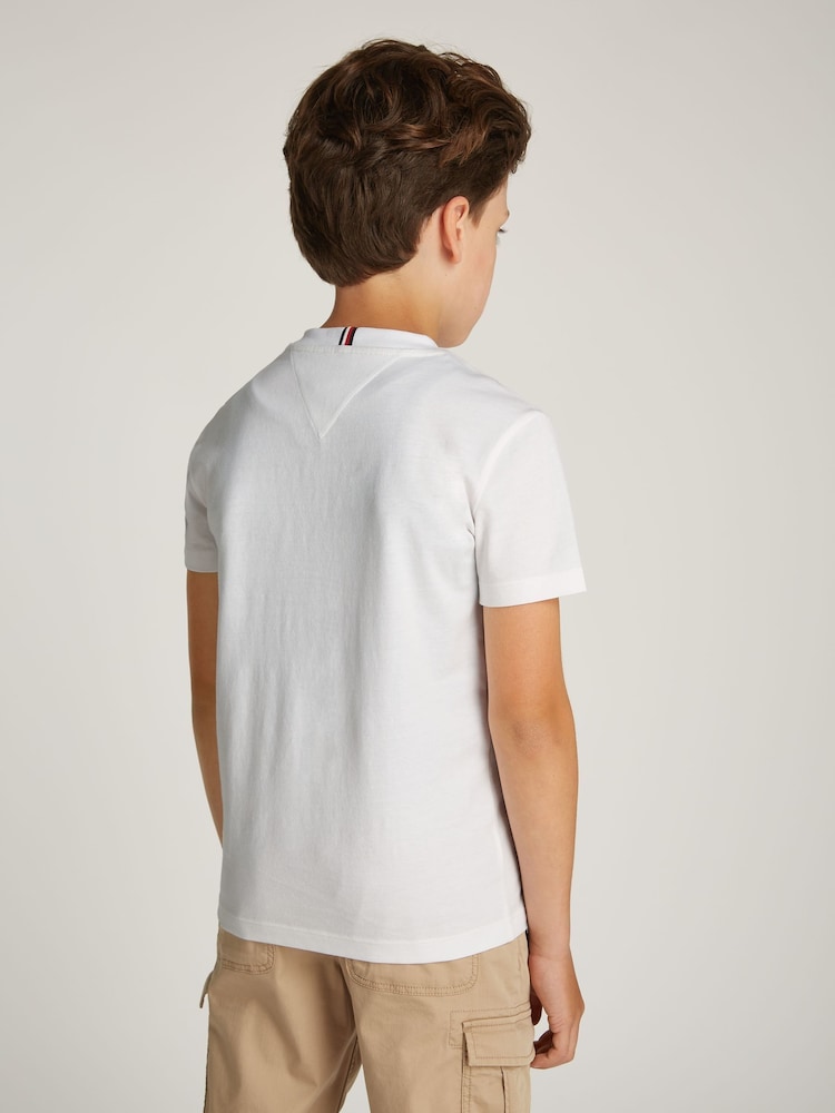 Tommy Hilfiger White Regular Fit 100% Cotton T-Shirt With Waving Flag - Image 2 of 5 Tommy Hilfiger White Regular Fit 100% Cotton T-Shirt With Waving Flag - Image 2 of 5