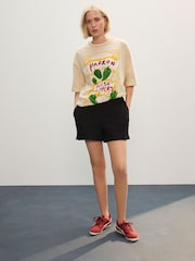 Negro - Pull-On Supersoft Jersey Jort Mid Length Shorts - Imagen 3 de 9