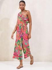 Lipsy One Shoulder Ruffle Printed Coulotte Jumpsuit - Imagen 3 de 4