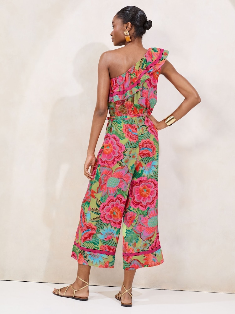 Lipsy One Shoulder Ruffle Printed Coulotte Jumpsuit - Imagen 4 de 4