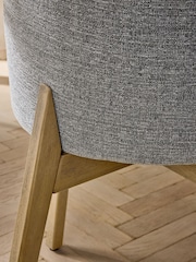 Set of 2 Tweedy Plain Mid Grey Tweedy Plain Preston Light Wood Leg Dining Chairs - Image 4 of 10