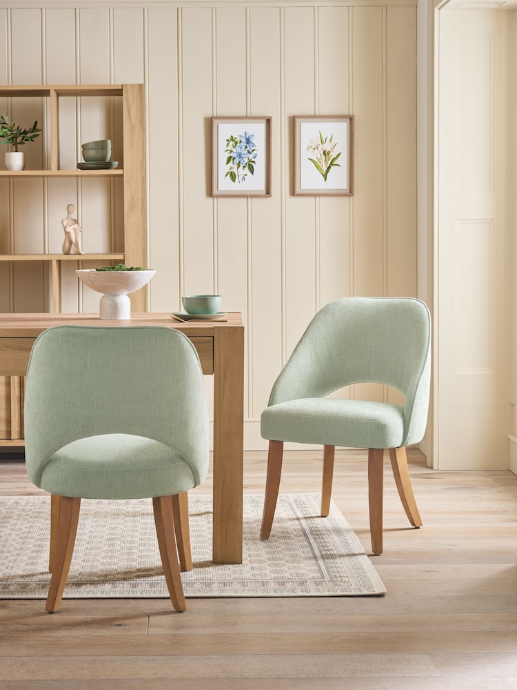 Set of 2 Green Remi Light Wood Leg Dining Chairs - Image 1 of 9