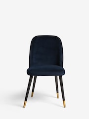Set of 2 Soft Velvet Navy Blue Valencia Upholstered Dining Chairs - Image 3 of 9