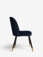 Set of 2 Soft Velvet Navy Blue Valencia Upholstered Dining Chairs - Image 6 of 9