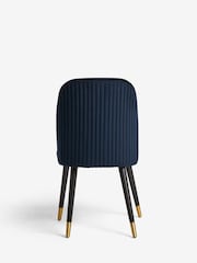 Set of 2 Soft Velvet Navy Blue Valencia Upholstered Dining Chairs - Image 7 of 9