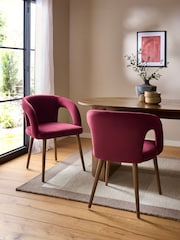 Set of 2 Pink Orton Dark Wood Leg Dining Chairs - Image 1 of 7