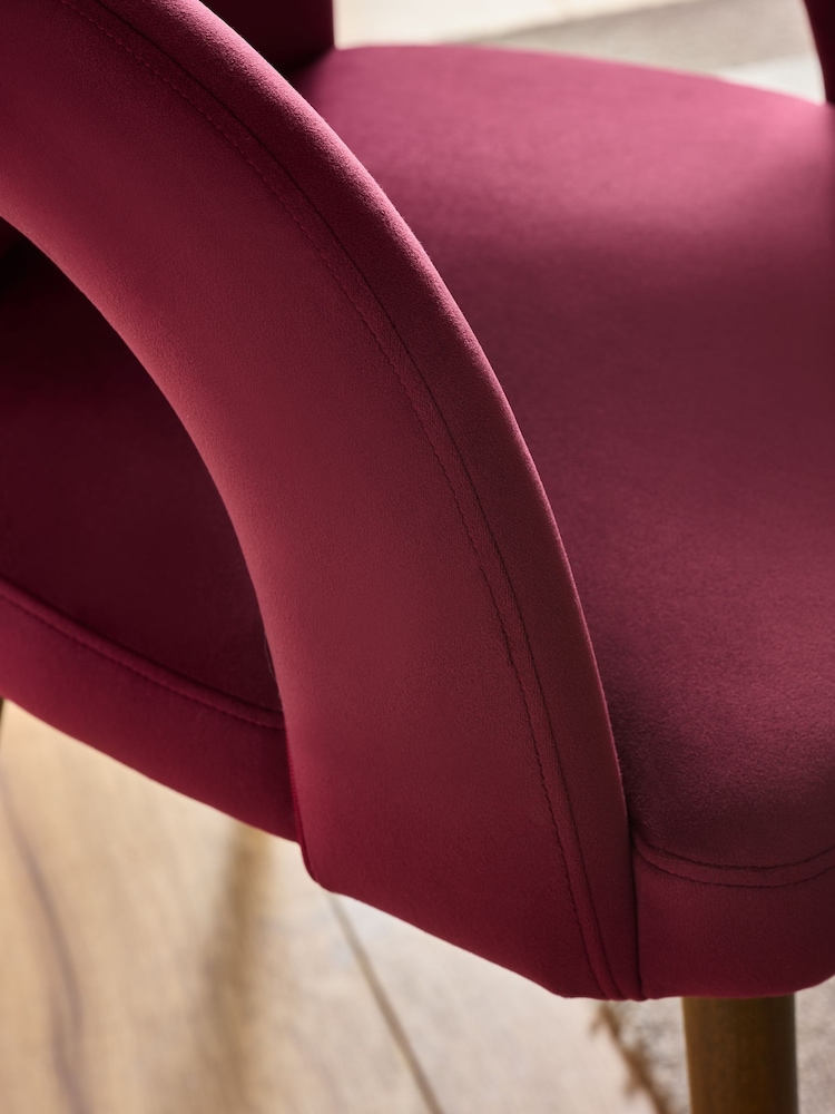 Set of 2 Pink Orton Dark Wood Leg Dining Chairs - Image 2 of 7