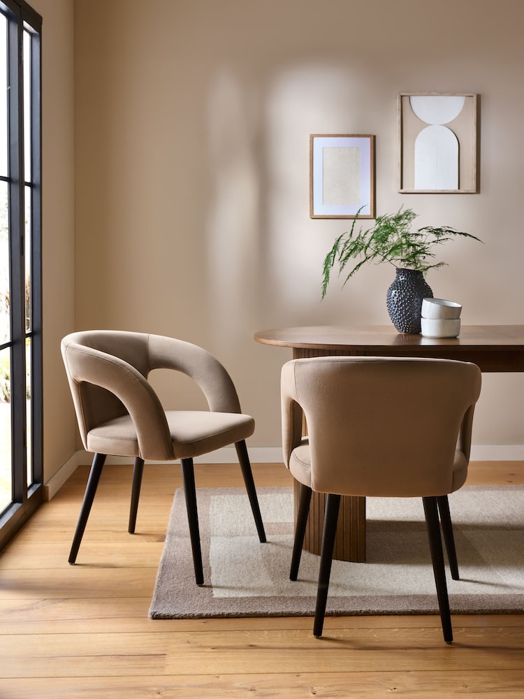 Set of 2 Mink Brown Orton Black Leg Dining Chairs - Image 1 of 7