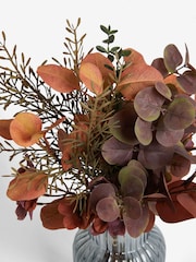 Purple Foliage Arrangement Artificial Flowers In Grey Glass Vase - Image 2 of 2