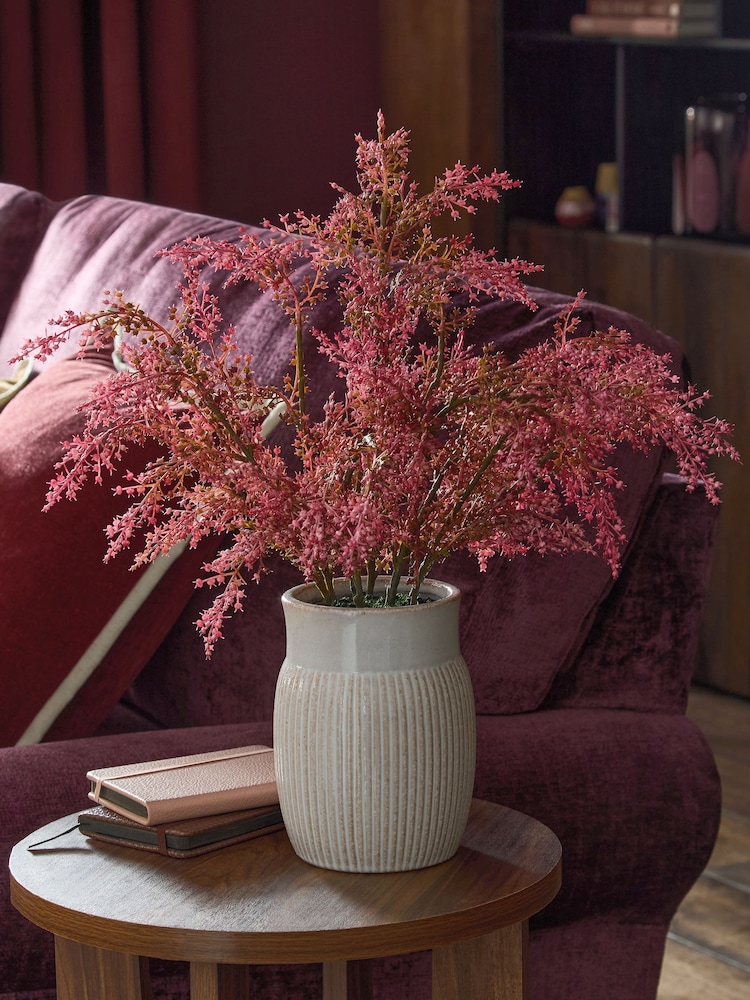 Pink Arrangement Artificial Berry In Ribbed Ceramic Pot - Image 1 of 4 Pink Arrangement Artificial Berry In Ribbed Ceramic Pot - Image 1 of 4