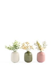 Artificial Flowers In Ribbed Ceramic Pots - Imagem 1 de 2