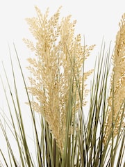 Green Artificial Pampass Grass In Textured Black Pot - Image 2 of 2