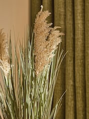 Green Artificial Pampass Grass In Textured Black Pot - Image 3 of 5