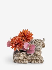 Orange Autumnal Arrangement Artificial Flowers In Hamish The Highland Cow - Image 1 of 2