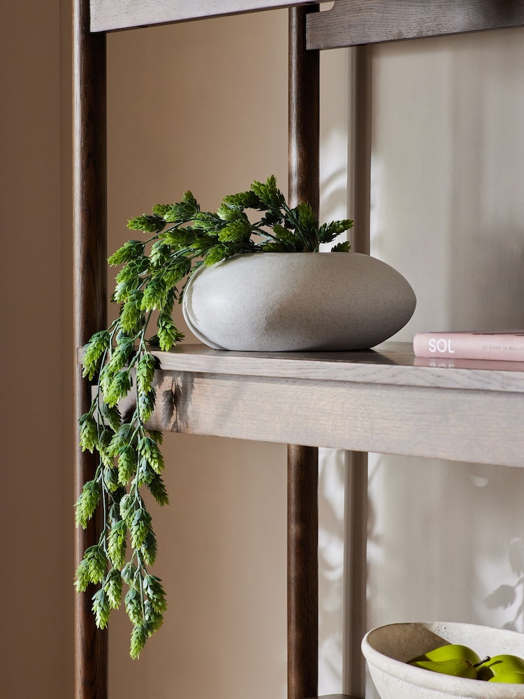 Green Arrangement Artificial Hops In White Ceramic Pot - Image 1 of 4