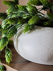 Green Arrangement Artificial Hops In White Ceramic Pot - Image 2 of 4