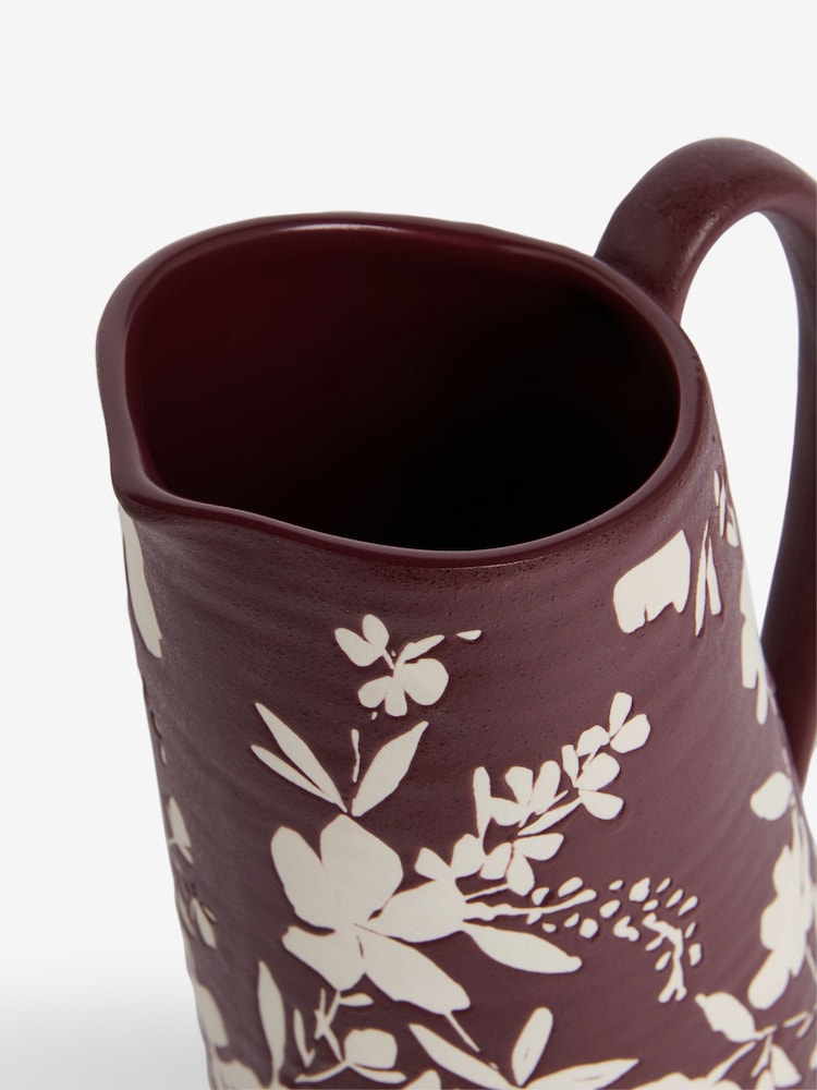Dark Purple Ceramic Floral Jug Vase - Image 2 of 2