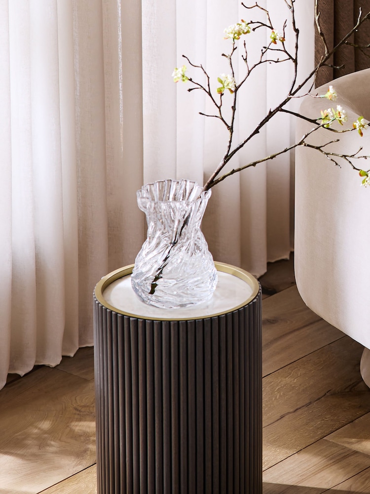 Clear Glass Paper Bag Vase - Image 1 of 3 Clear Glass Paper Bag Vase - Image 1 of 3
