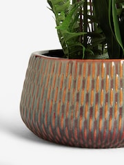 White Artificial Real Touch Orchid In Reactive Ceramic Pot - Image 5 of 6