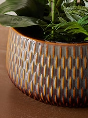 White Artificial Real Touch Orchid In Reactive Ceramic Pot - Image 6 of 6