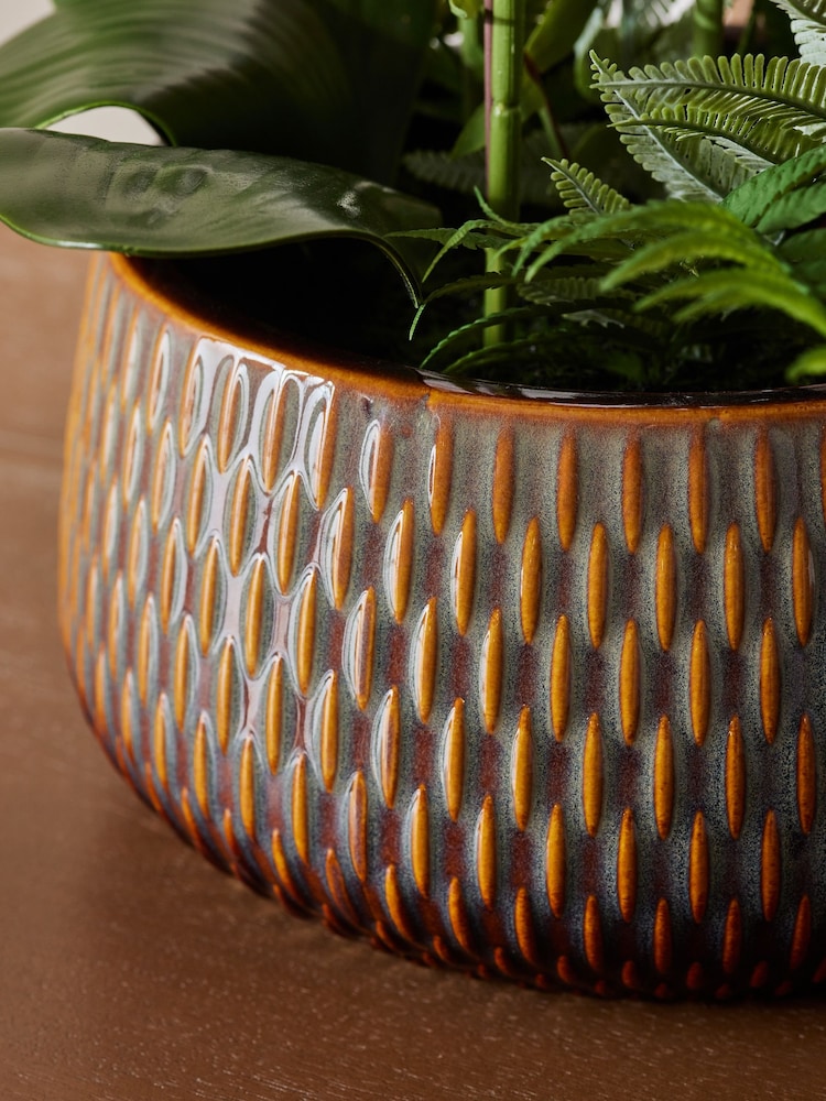 White Artificial Real Touch Orchid In Reactive Ceramic Pot - Image 6 of 6