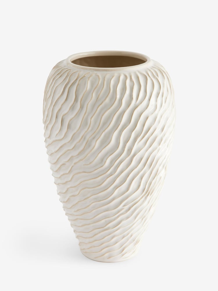 Natural Ceramic Fairford Textured Large Vase - Image 4 of 4 Natural Ceramic Fairford Textured Large Vase - Image 4 of 4